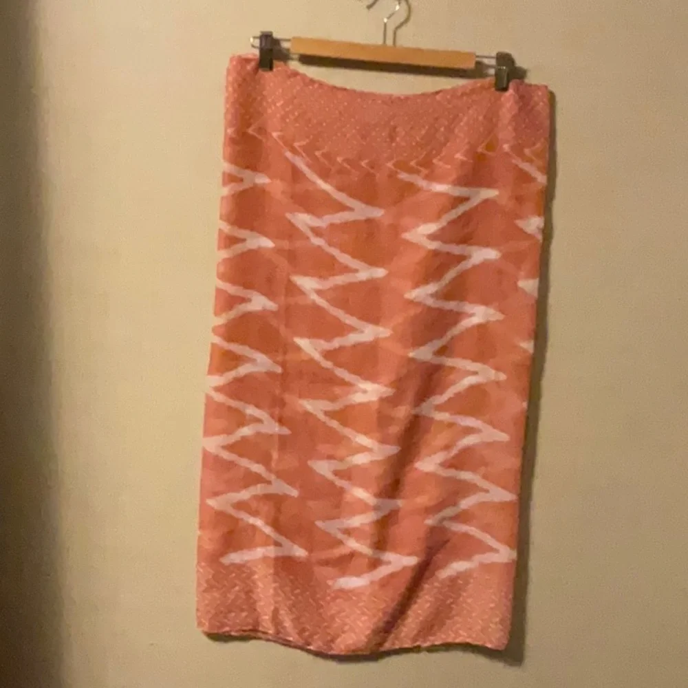 White and Orange Midi Pencil Scarf for Resort Wear